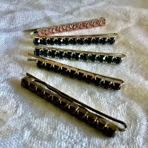 5 Rhinestone Barrettes Hair Pins Jewels